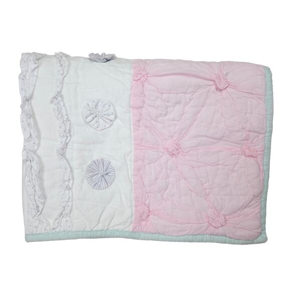 Pottery Barn Kids Standard Pillow Sham BAILEY Pink Ruffle Quilted Pastel Nursery - Picture 11 of 16
